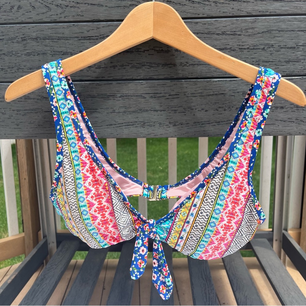 Laundry by Shelli Segal Multicolor Tie Front Bikini Top Size S